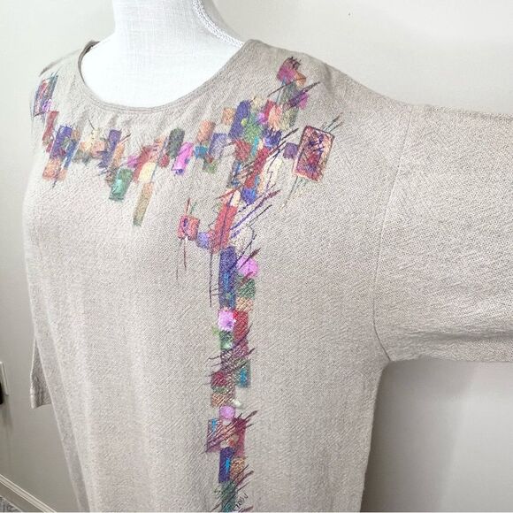 NWT Toofan Hand Painted Artsy Maxi Kaftan Dress Large - Picture 2 of 14